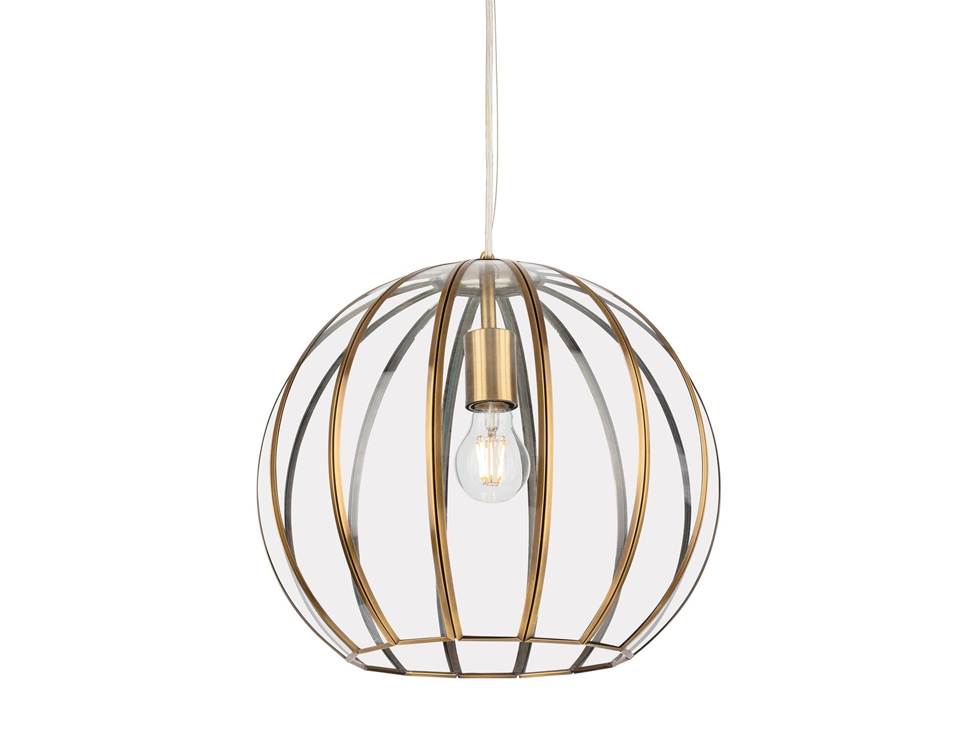 Lincoln Pendant- Antique Brass with Clear Glass