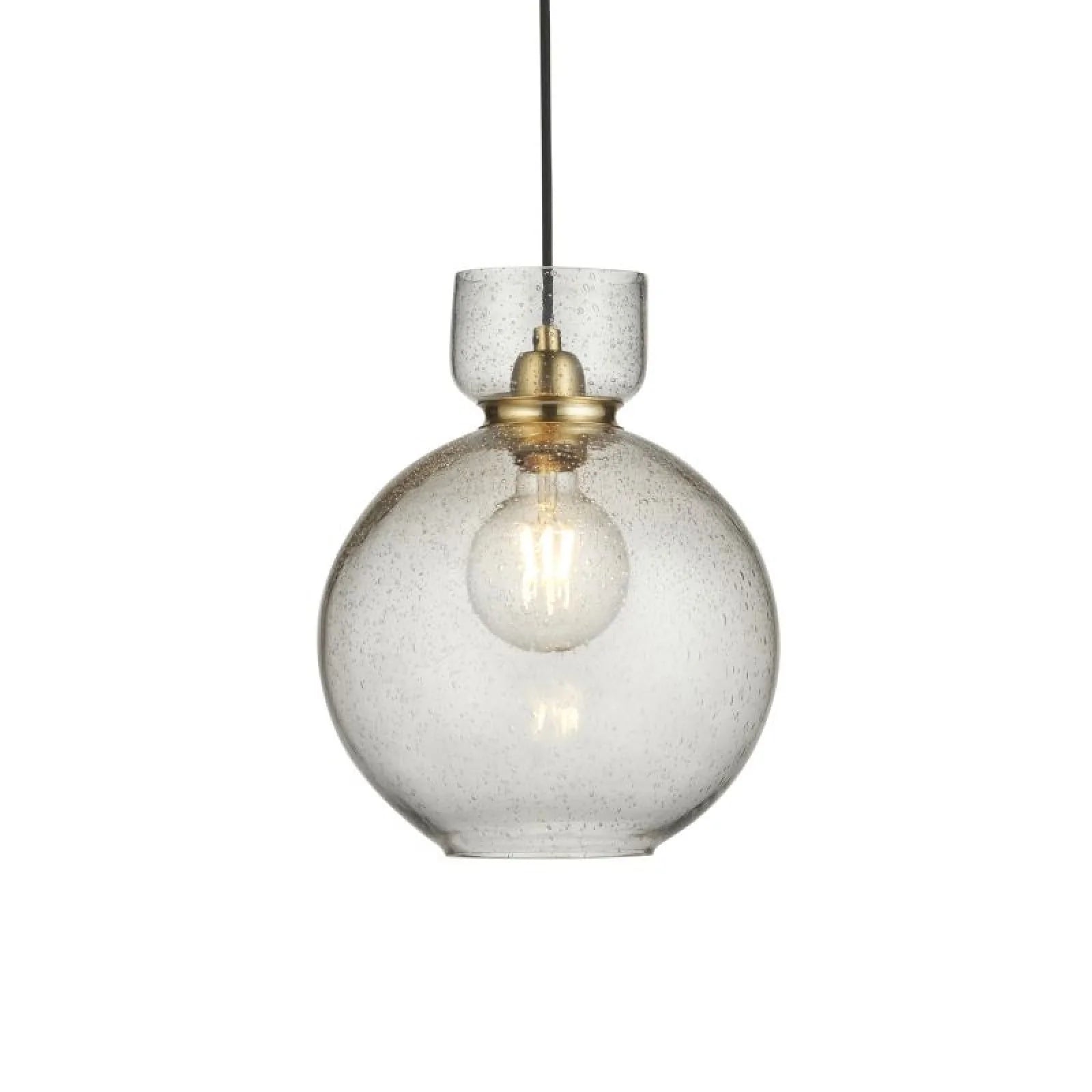 Richter Brass Pendant with Clear Bubble & Mercury Glass Finishes