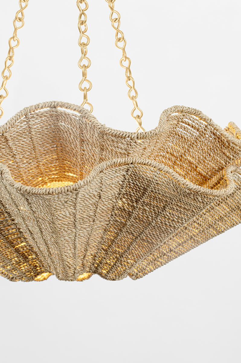 Hayworth 6Lt Chandelier - Gold & Natural Abaca Shade