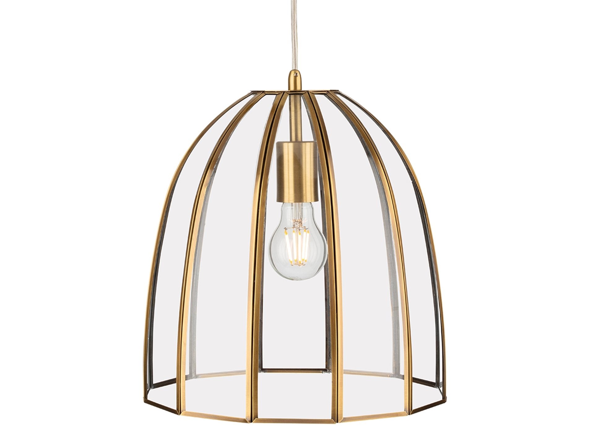 Lincoln Pendant- Antique Brass with Clear Glass