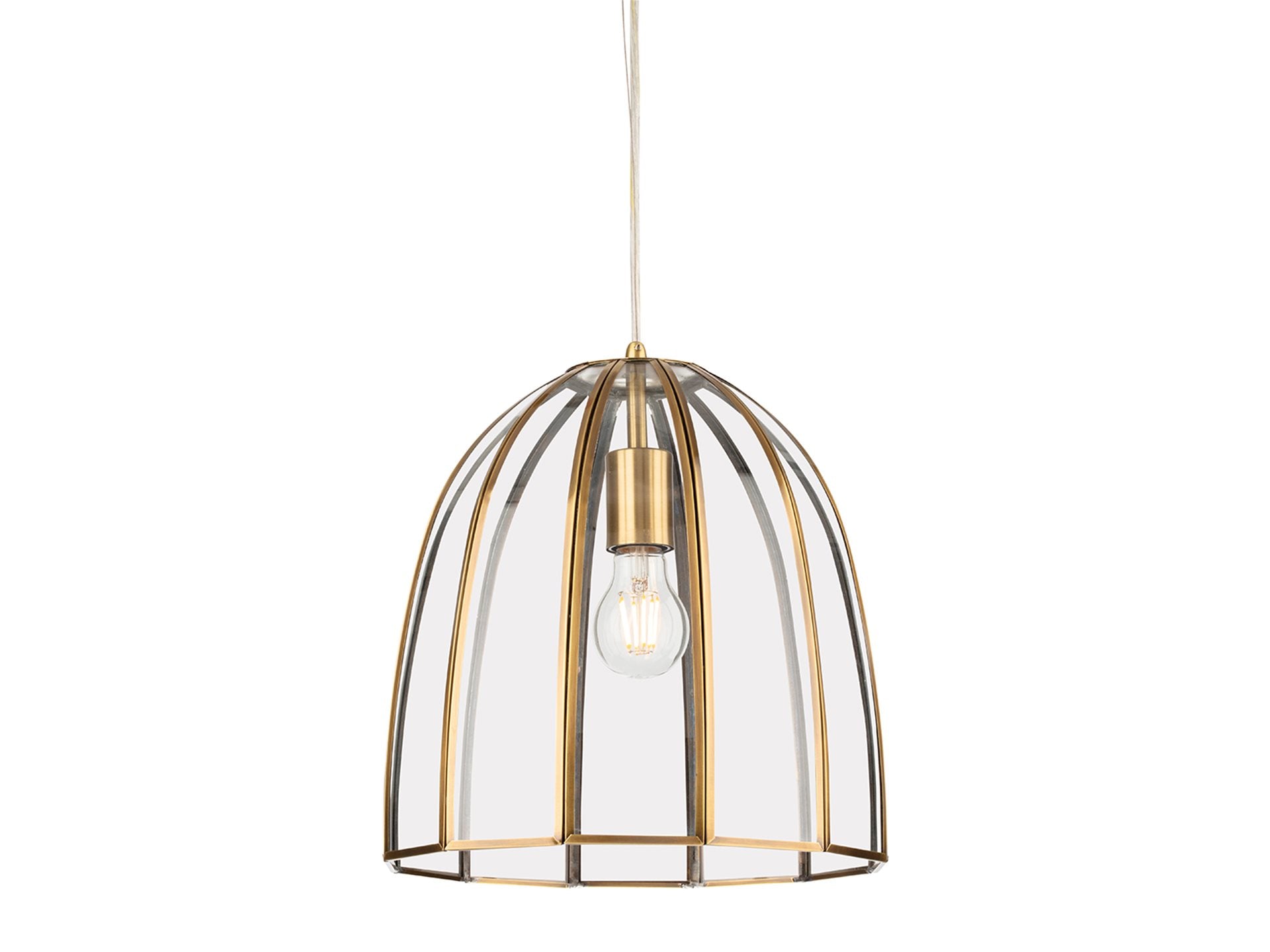 Lincoln Pendant- Antique Brass with Clear Glass