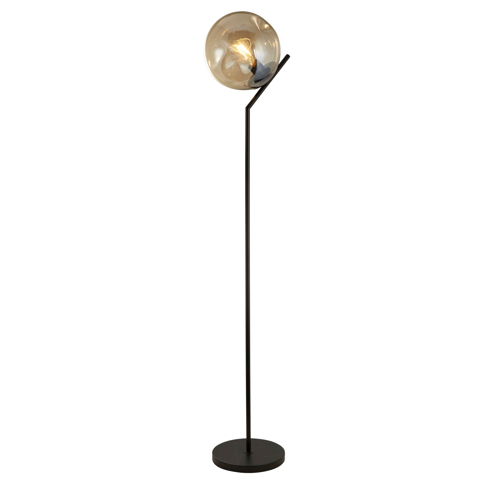 Punch Floor Lamp - Black Metal & Champagne Punched Glass E27