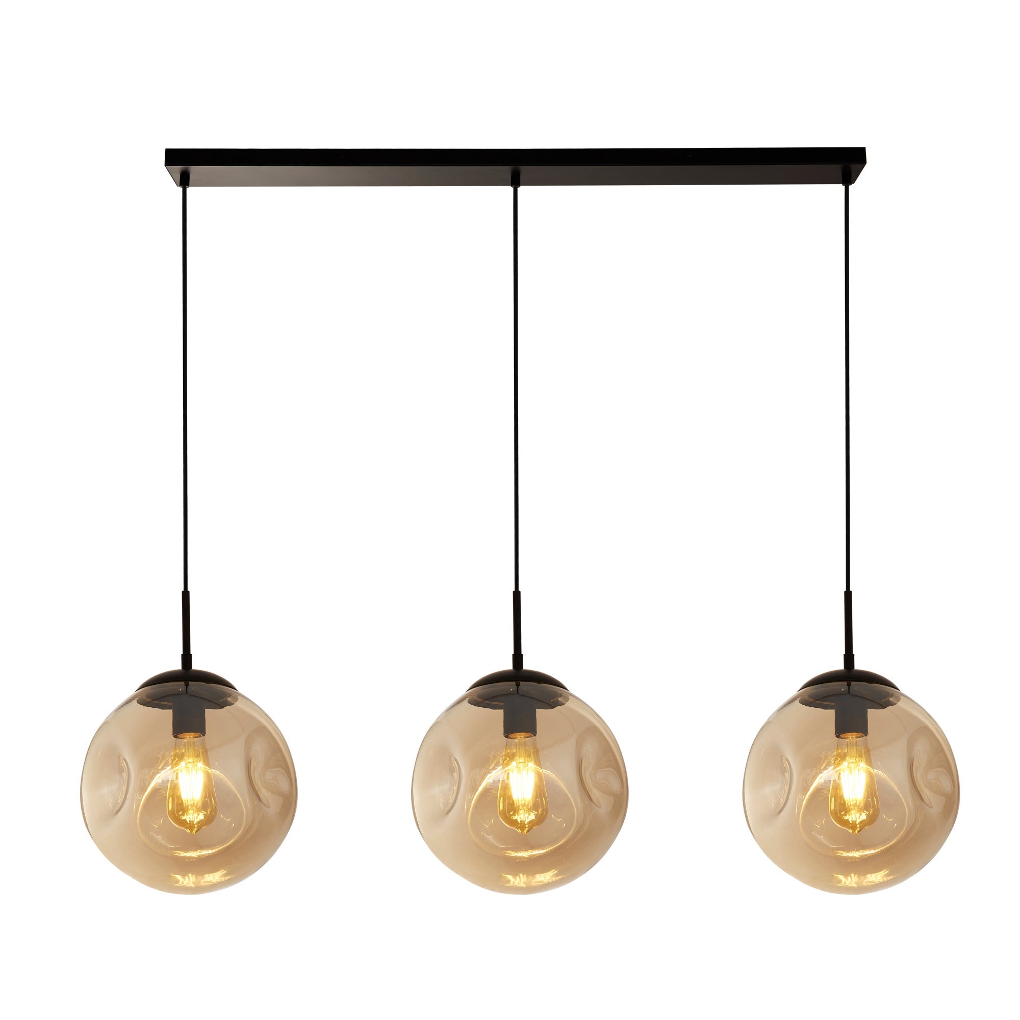Punch 3/4lt Adjustable Dimmable Bar Pendant- Black Metal & Champagne Punched Glass