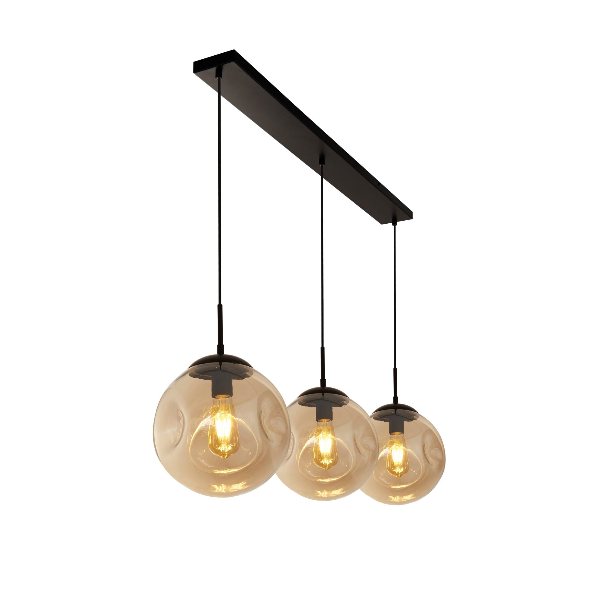 Punch 3/4lt Adjustable Dimmable Bar Pendant- Black Metal & Champagne Punched Glass