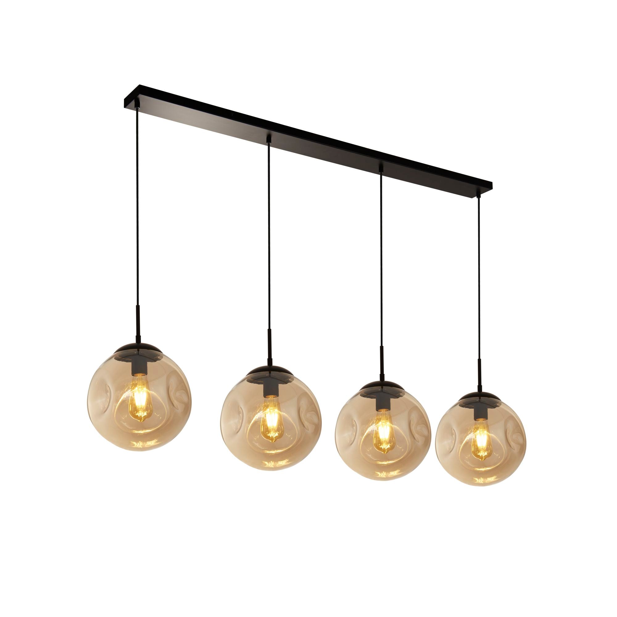 Punch 3/4lt Adjustable Dimmable Bar Pendant- Black Metal & Champagne Punched Glass