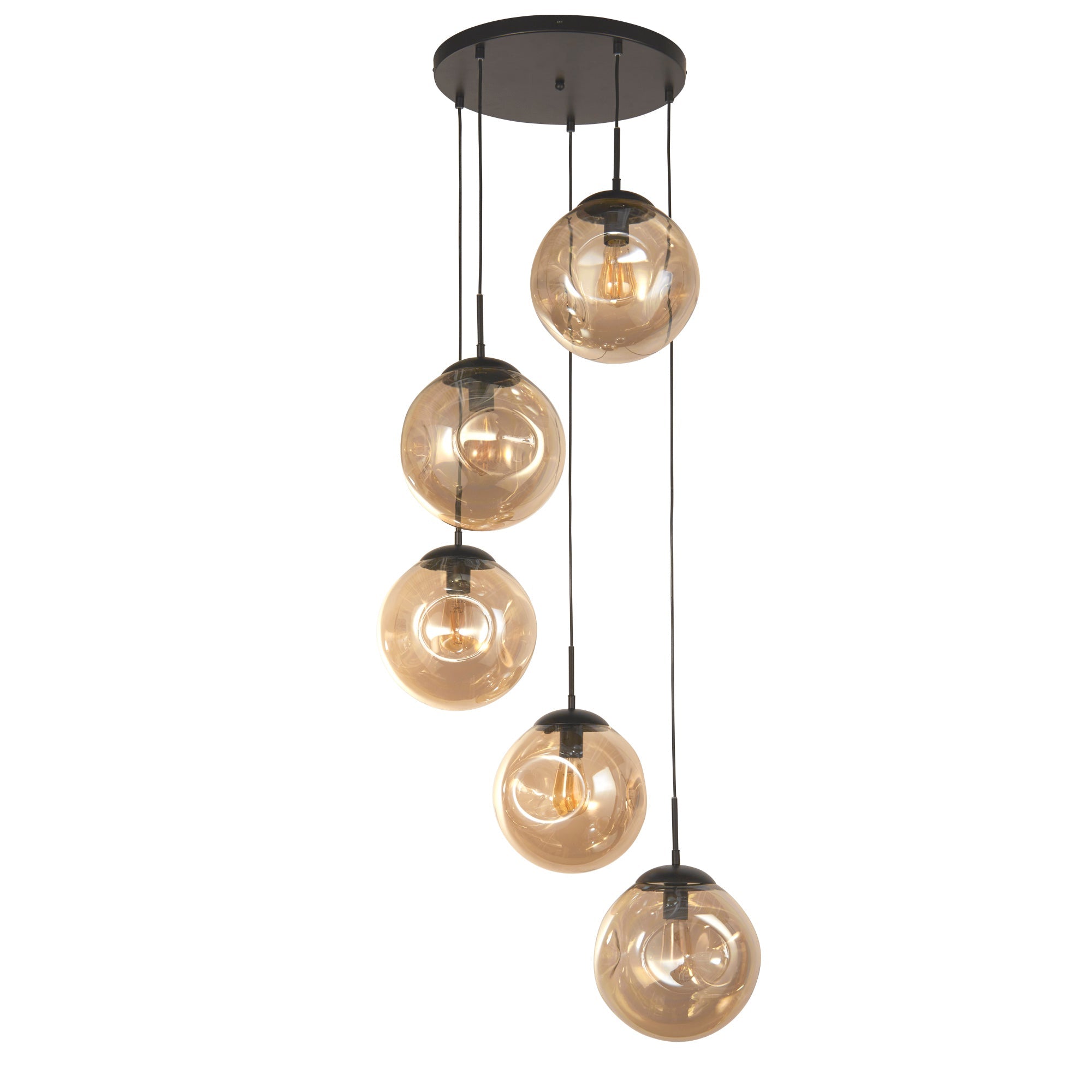 Punch 5Lt Multi-Drop - Black Metal & Champagne Punched Glass E27