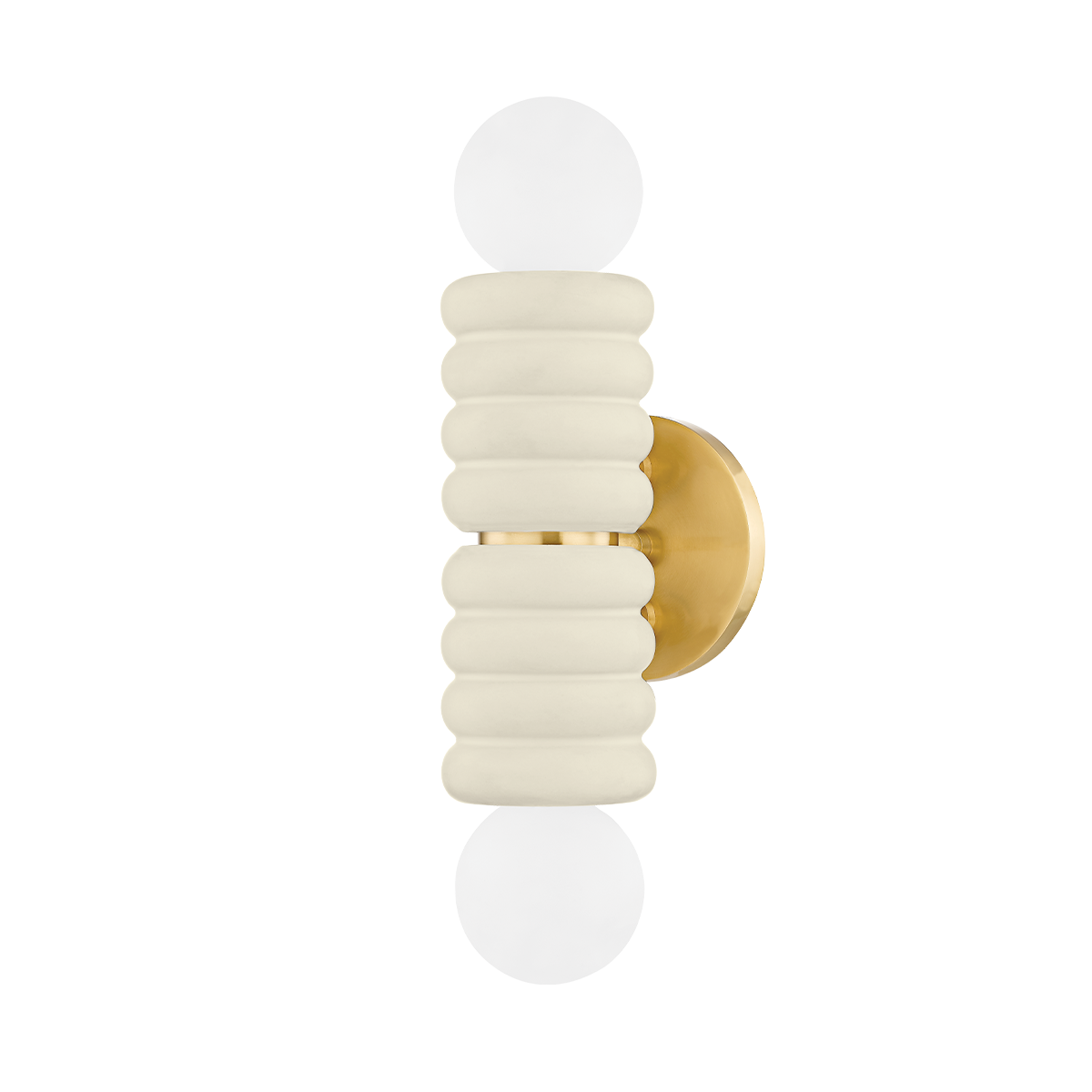 Bibi 2Lt Wall Sconce - Aged Brass & Ivory Ceramic