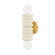 Bibi 2Lt Wall Sconce - Aged Brass & Ivory Ceramic