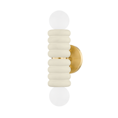 Bibi 2Lt Wall Sconce - Aged Brass & Ivory Ceramic