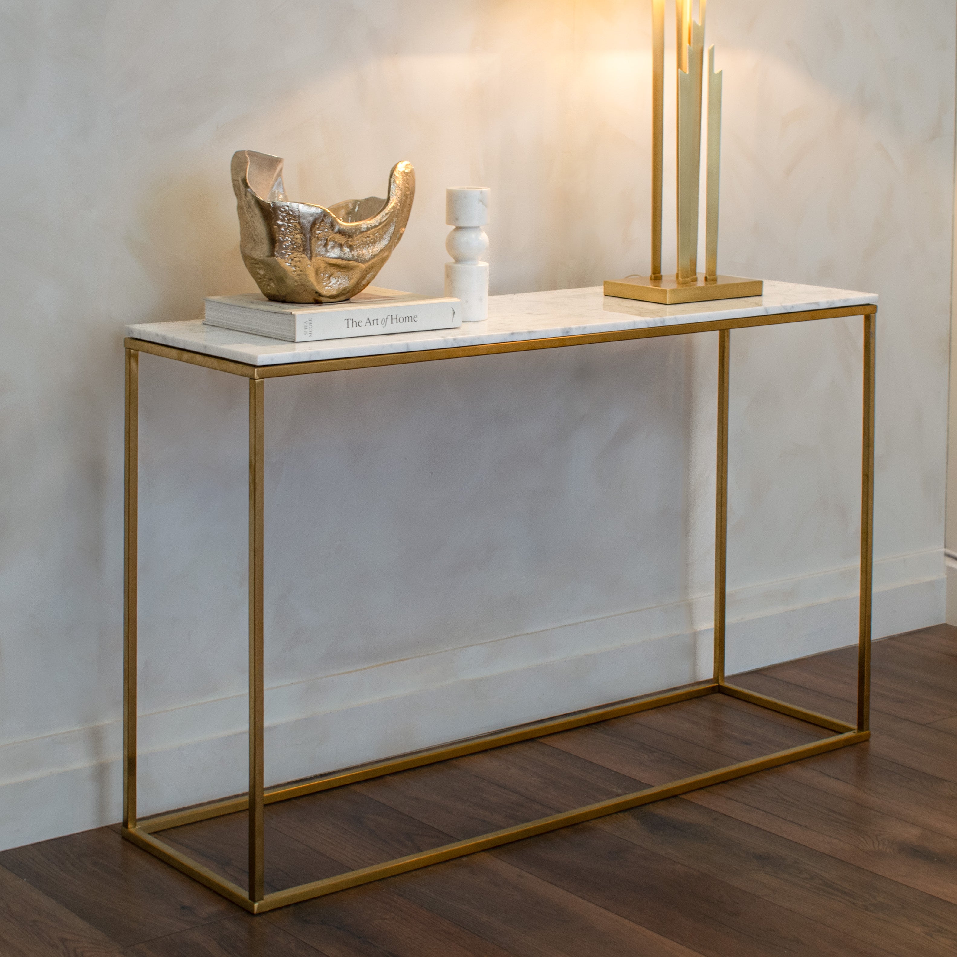 Faceby Console Table - Gold & Marble