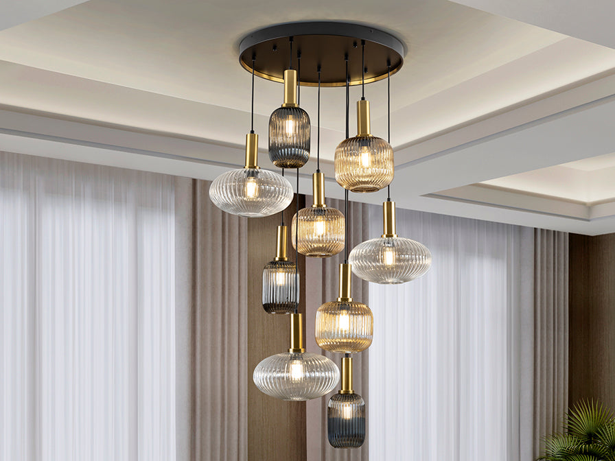 Norma Lamp 4/9/18L Black/Brass E27 Ip20 Dimmable