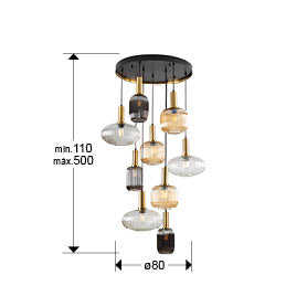 Norma Lamp 4/9/18L Black/Brass E27 Ip20 Dimmable