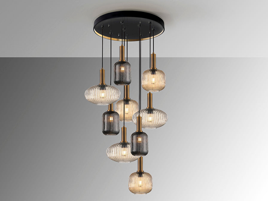 Norma Lamp 4/9/18L Black/Brass E27 Ip20 Dimmable