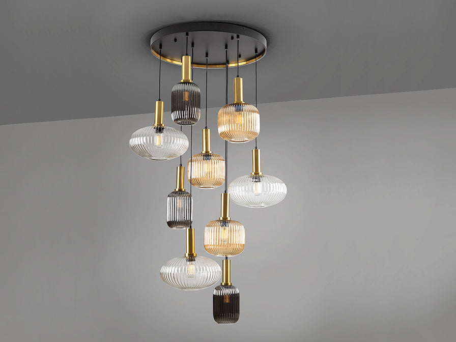Norma Lamp 4/9/18L Black/Brass E27 Ip20 Dimmable