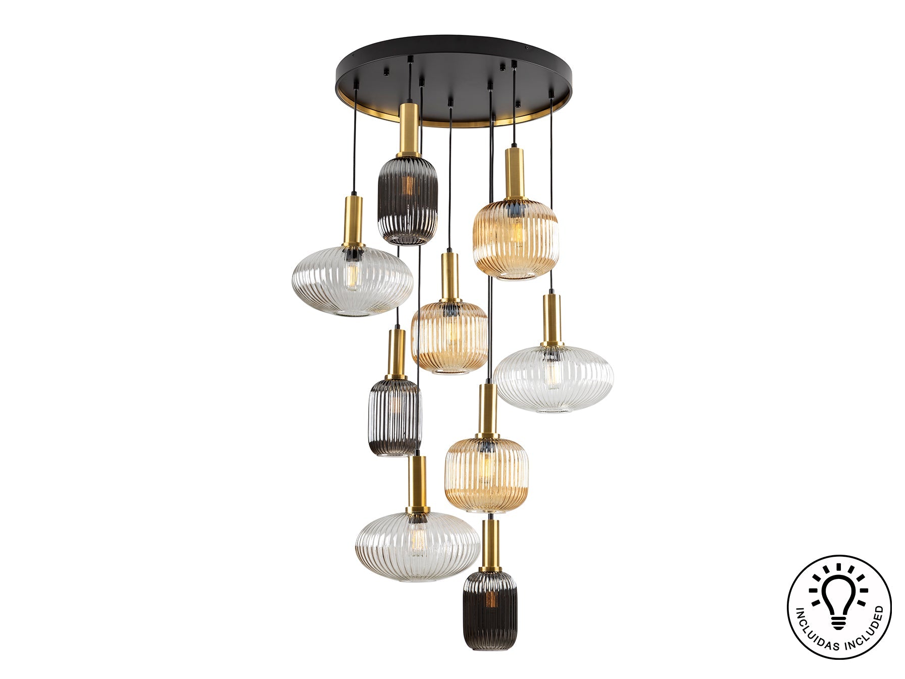 Norma Lamp 4/9/18L Black/Brass E27 Ip20 Dimmable