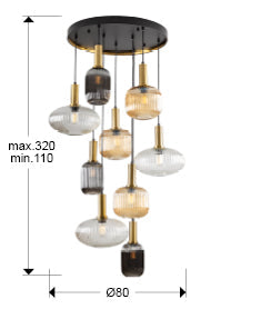 Norma Lamp 4/9/18L Black/Brass E27 Ip20 Dimmable