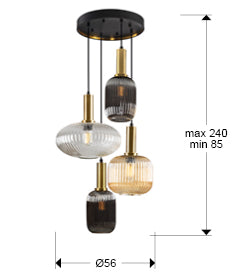 Norma Lamp 4/9/18L Black/Brass E27 Ip20 Dimmable