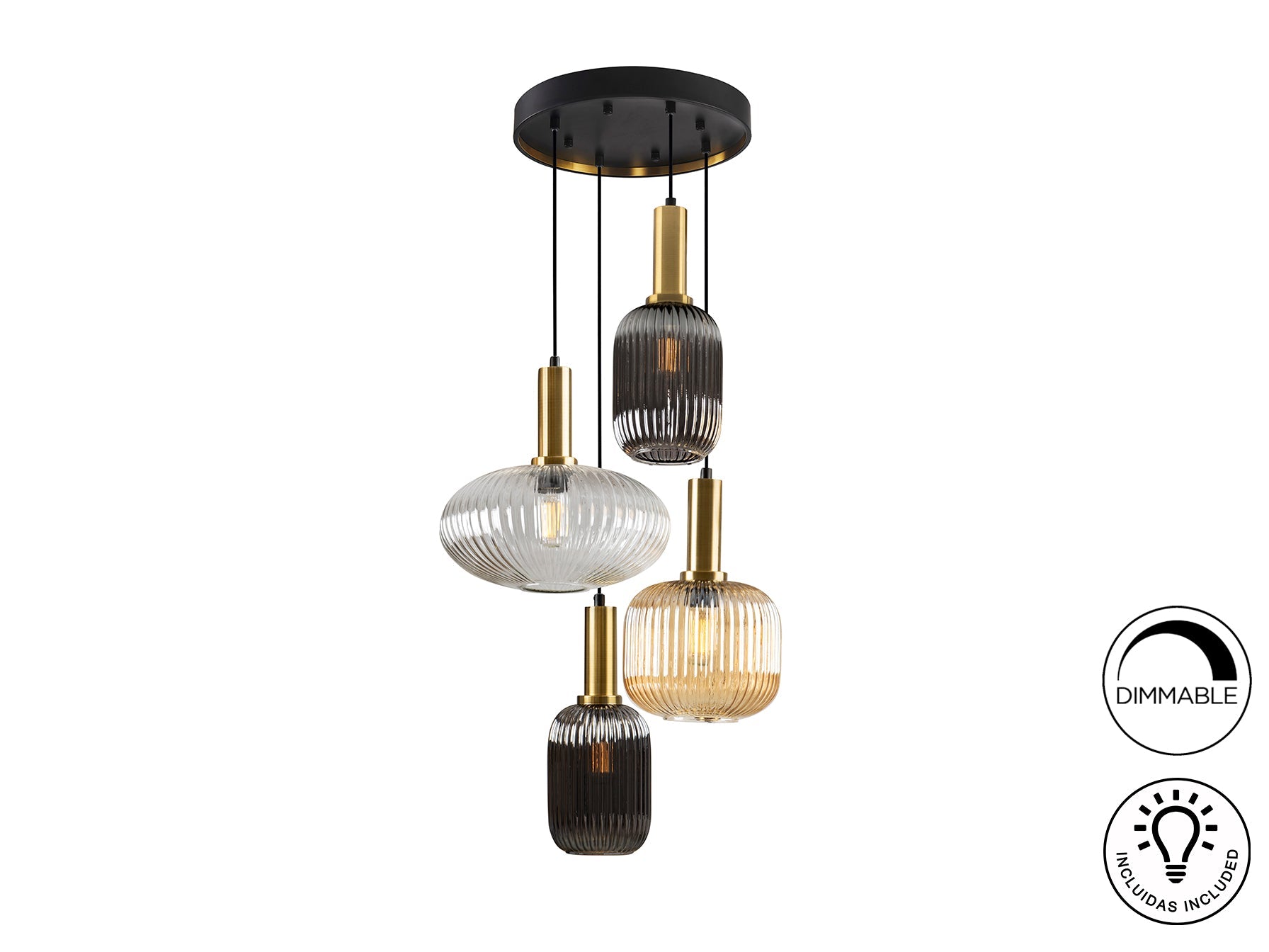 Norma Lamp 4/9/18L Black/Brass E27 Ip20 Dimmable
