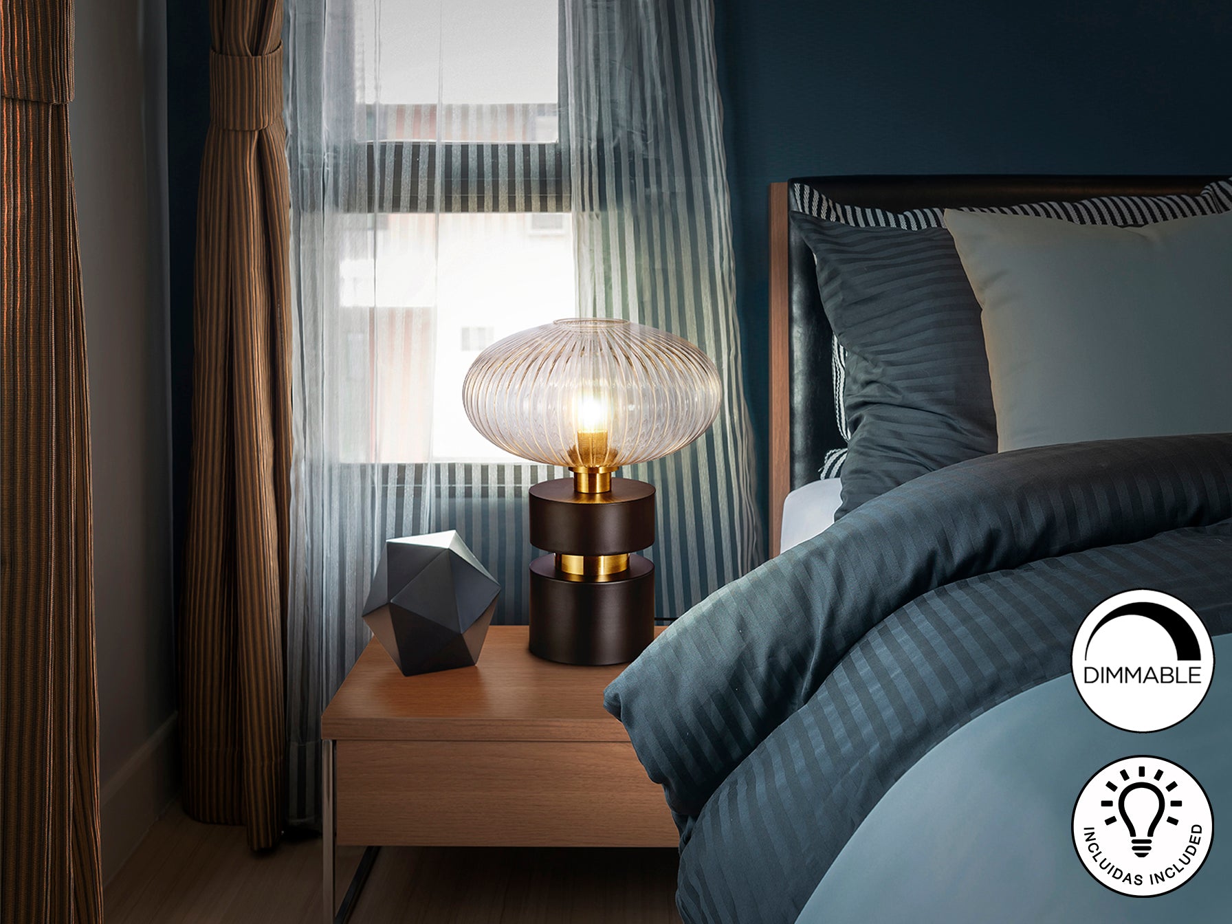 Norma Table Lamp- Black-Brass Finish