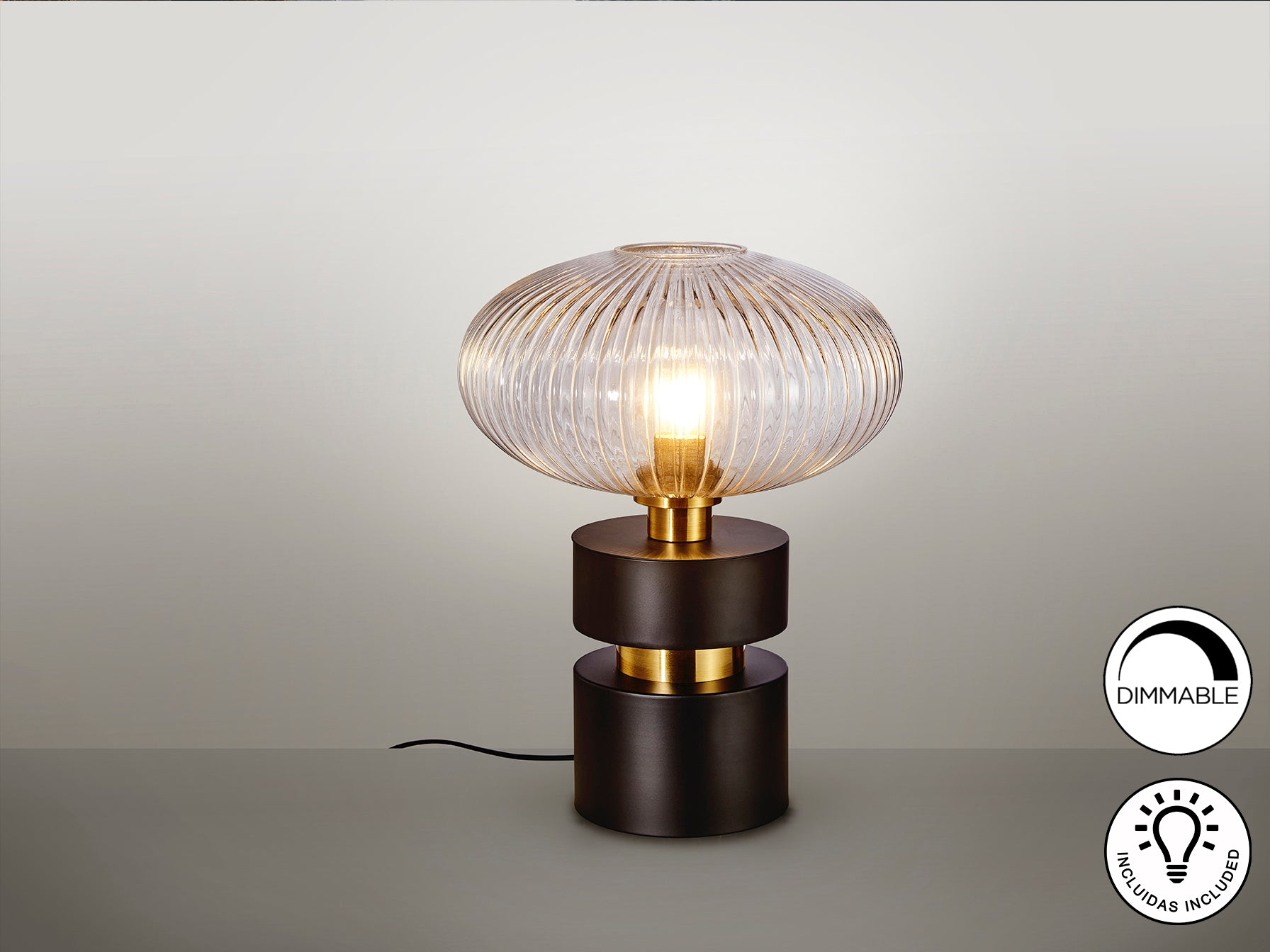 Norma Table Lamp- Black-Brass Finish