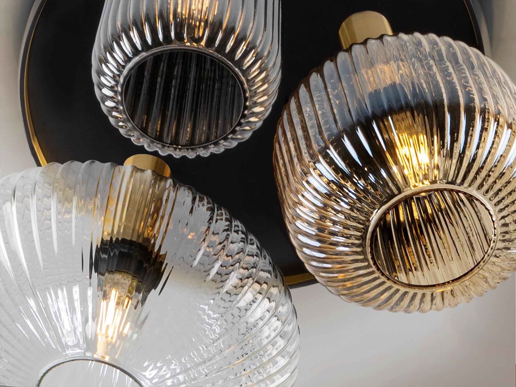 Norma 3Lt Flush Ceiling Lamp-  Black/Brass