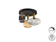 Norma 3Lt Flush Ceiling Lamp-  Black/Brass