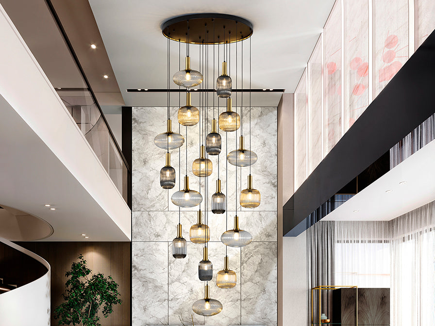 Norma  18Lt Ceiling Light- Black-Brass Finish