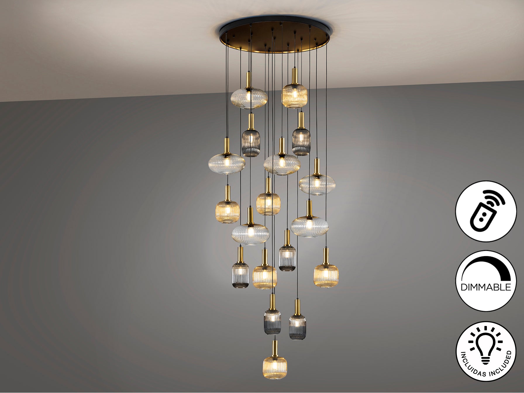 Norma  18Lt Ceiling Light- Black-Brass Finish