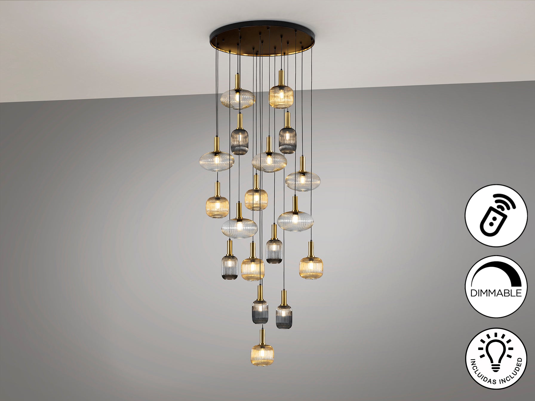Norma  18Lt Ceiling Light- Black-Brass Finish