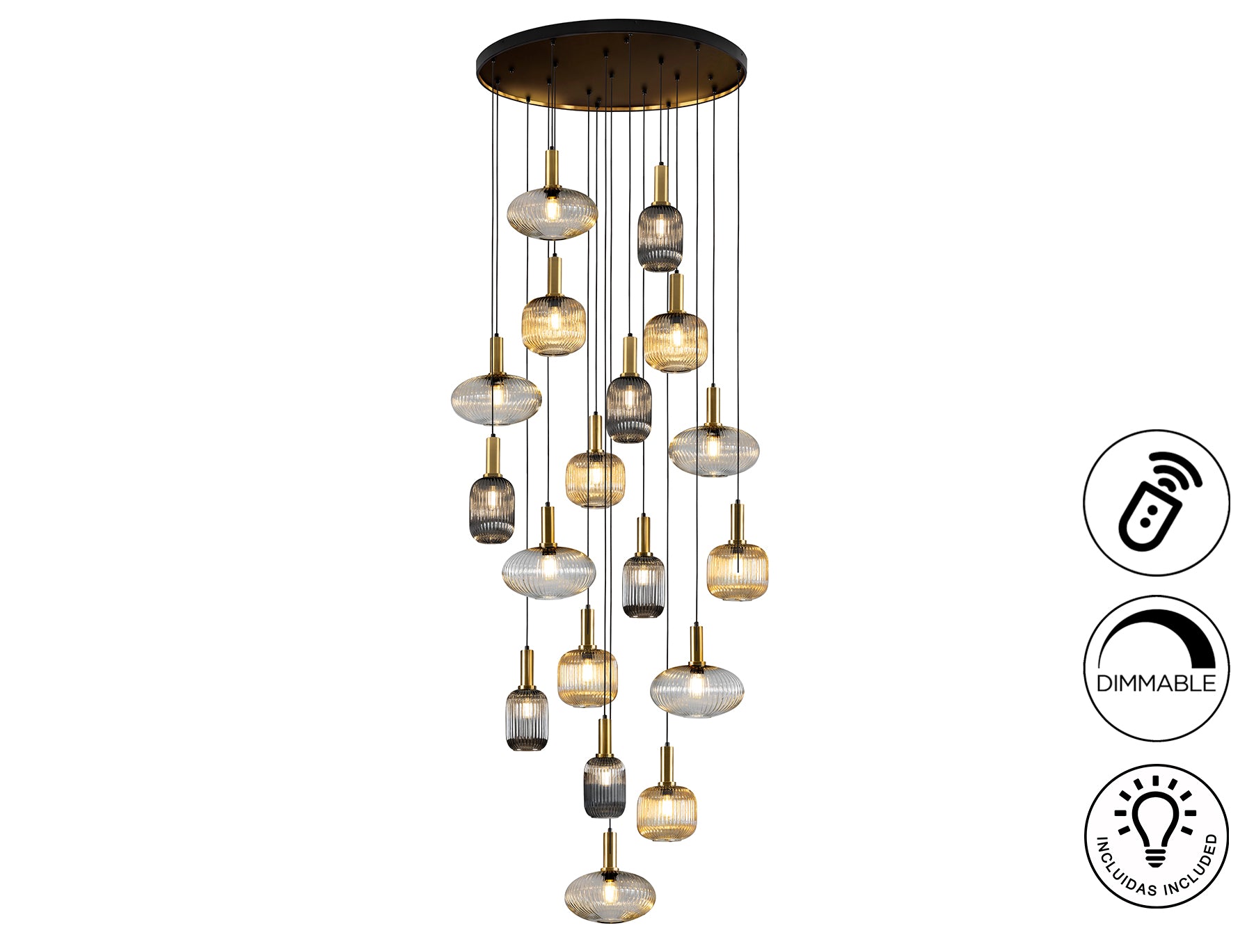 Norma  18Lt Ceiling Light- Black-Brass Finish