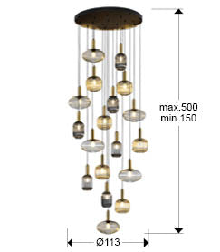 Norma Lamp 4/9/18L Black/Brass E27 Ip20 Dimmable