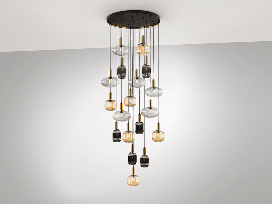 Norma Lamp 4/9/18L Black/Brass E27 Ip20 Dimmable
