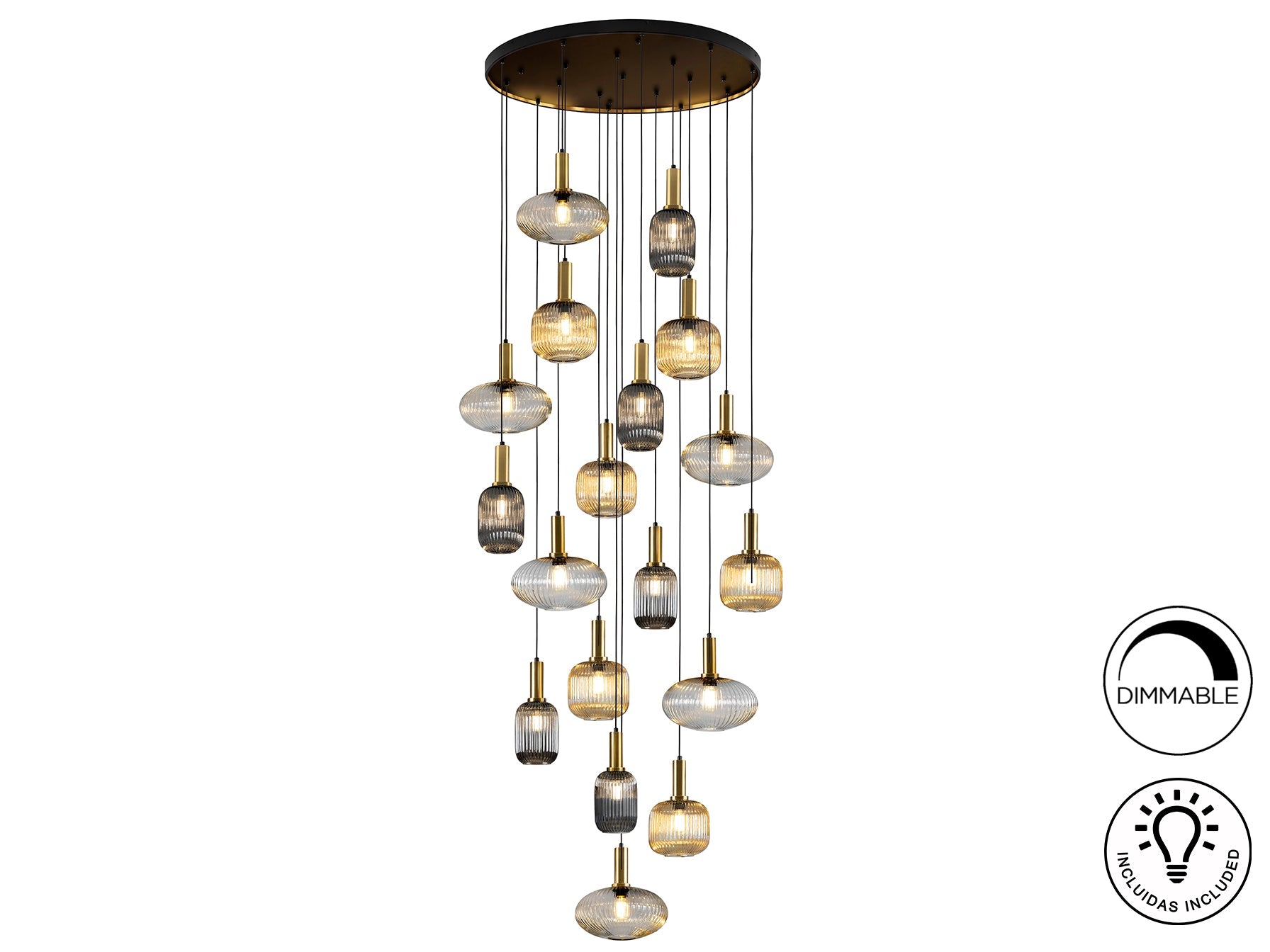 Norma Lamp 4/9/18L Black/Brass E27 Ip20 Dimmable