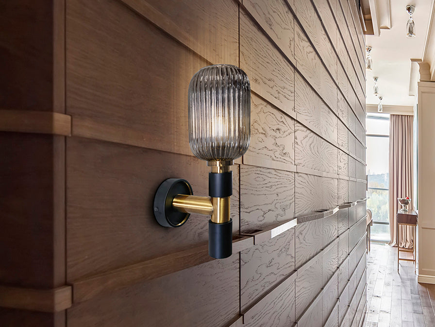 Norma Wall Light- Black-Brass Finish