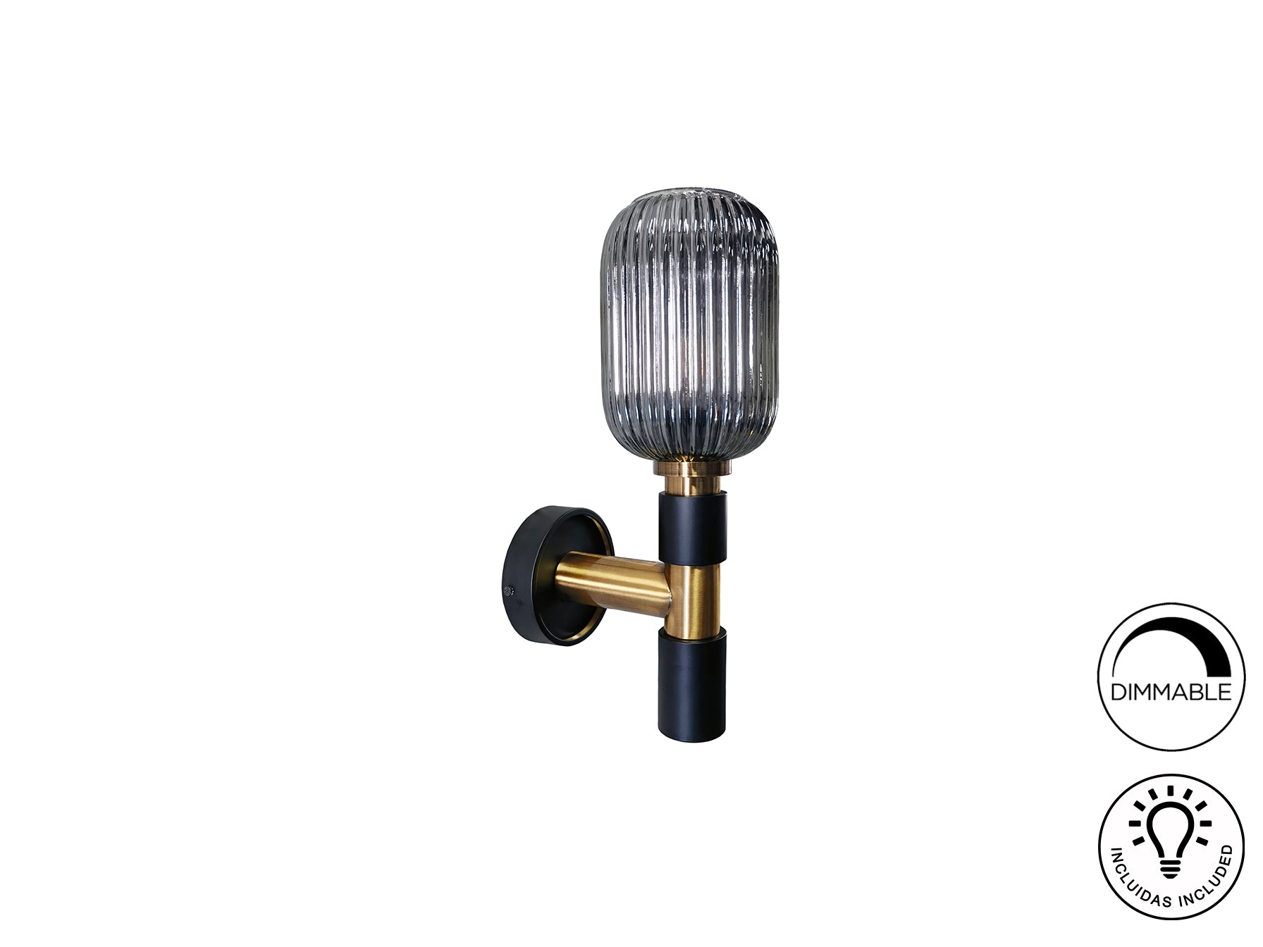 Norma Wall Light- Black-Brass Finish