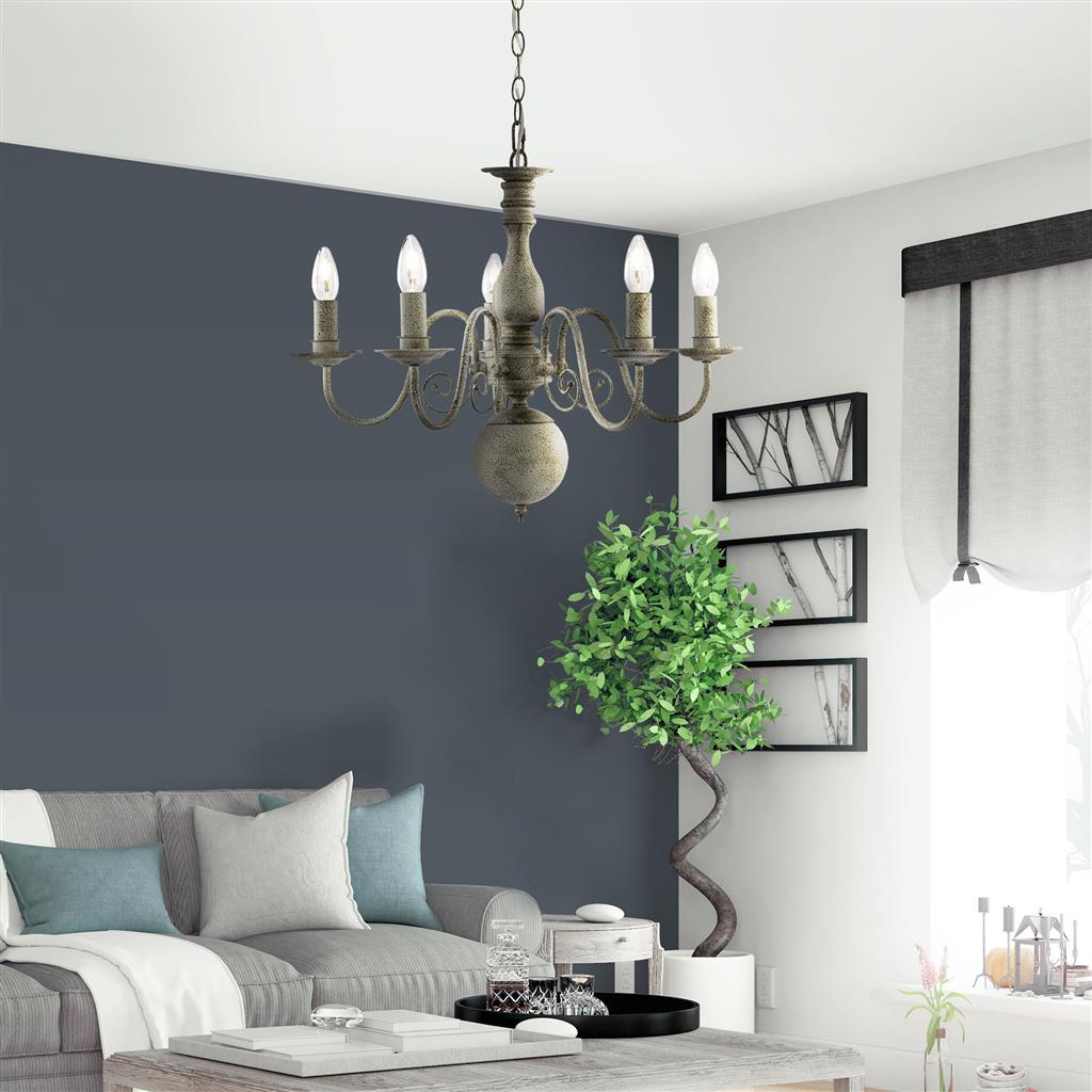 Greythorne 5/8Lt Multi-Arm Pendant - Textured Grey Metal