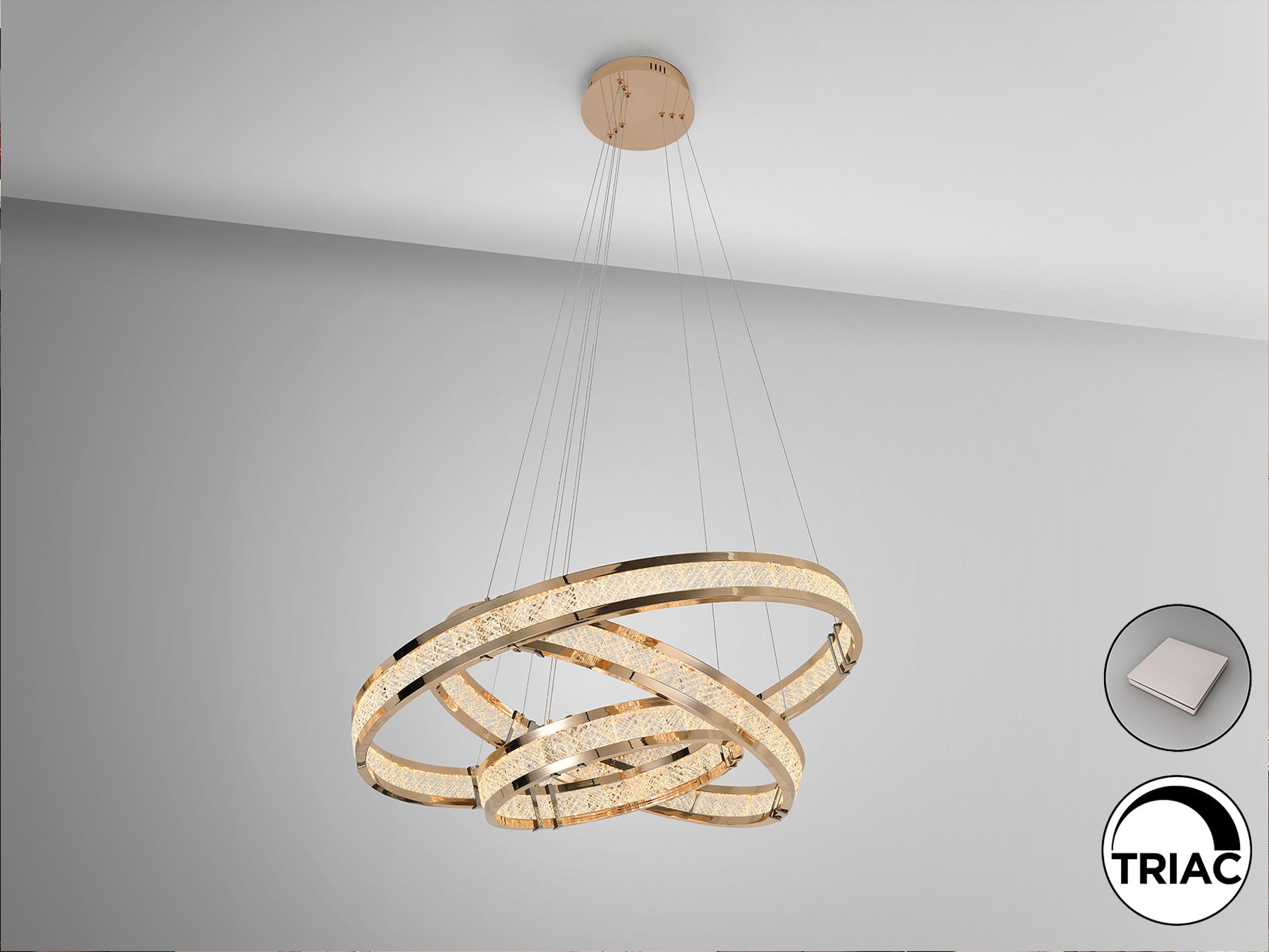 Lorian  3 Rings Ceiling Light-Gloss Golden Finish