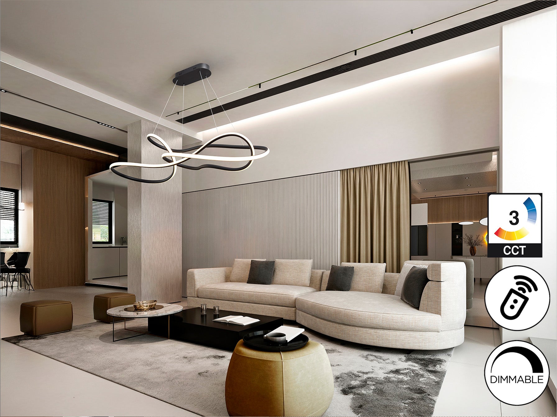 Evania Ceiling Light - Matt Black Finish