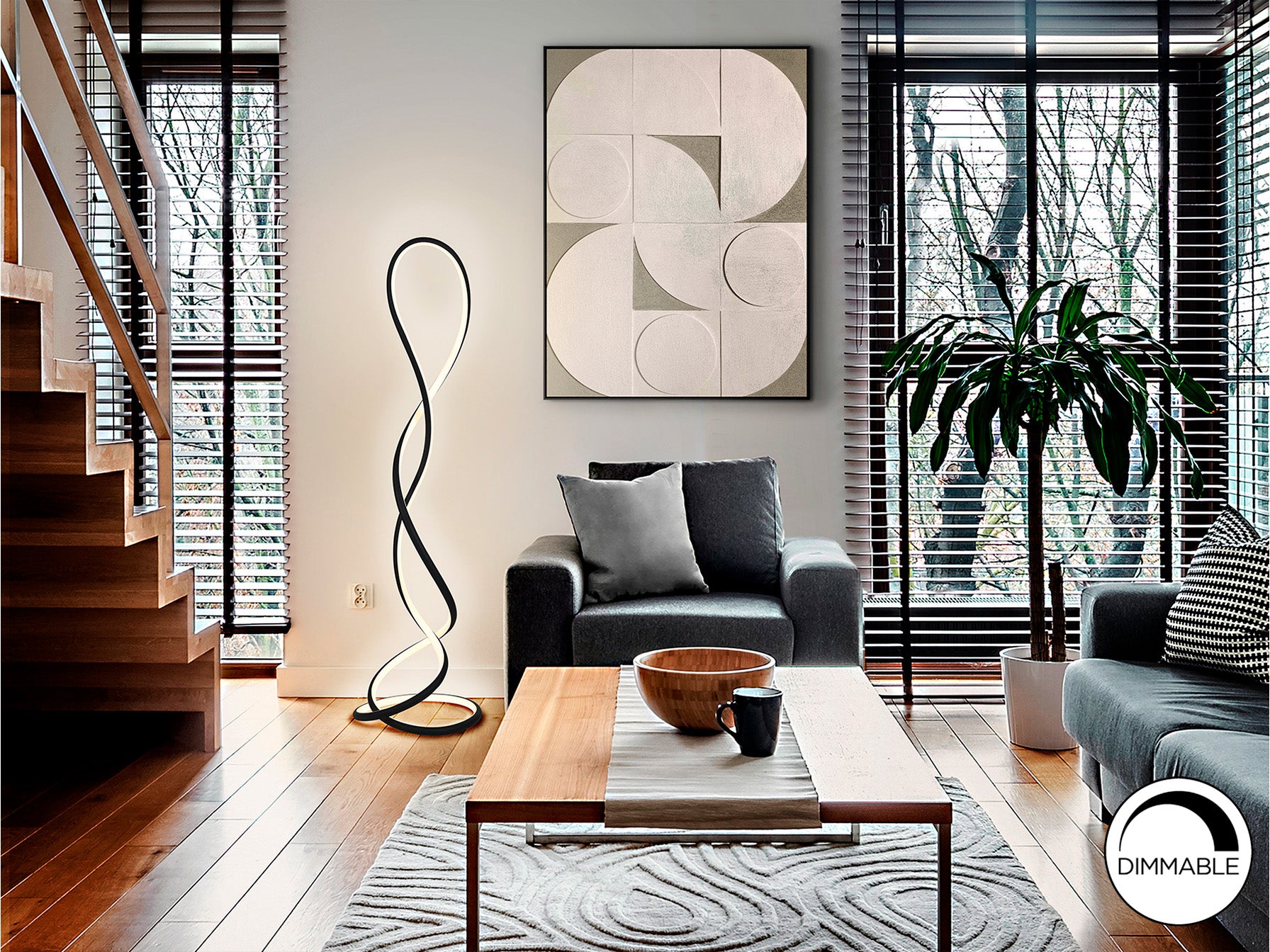 Evania Floor Lamp - Matt Black Finish
