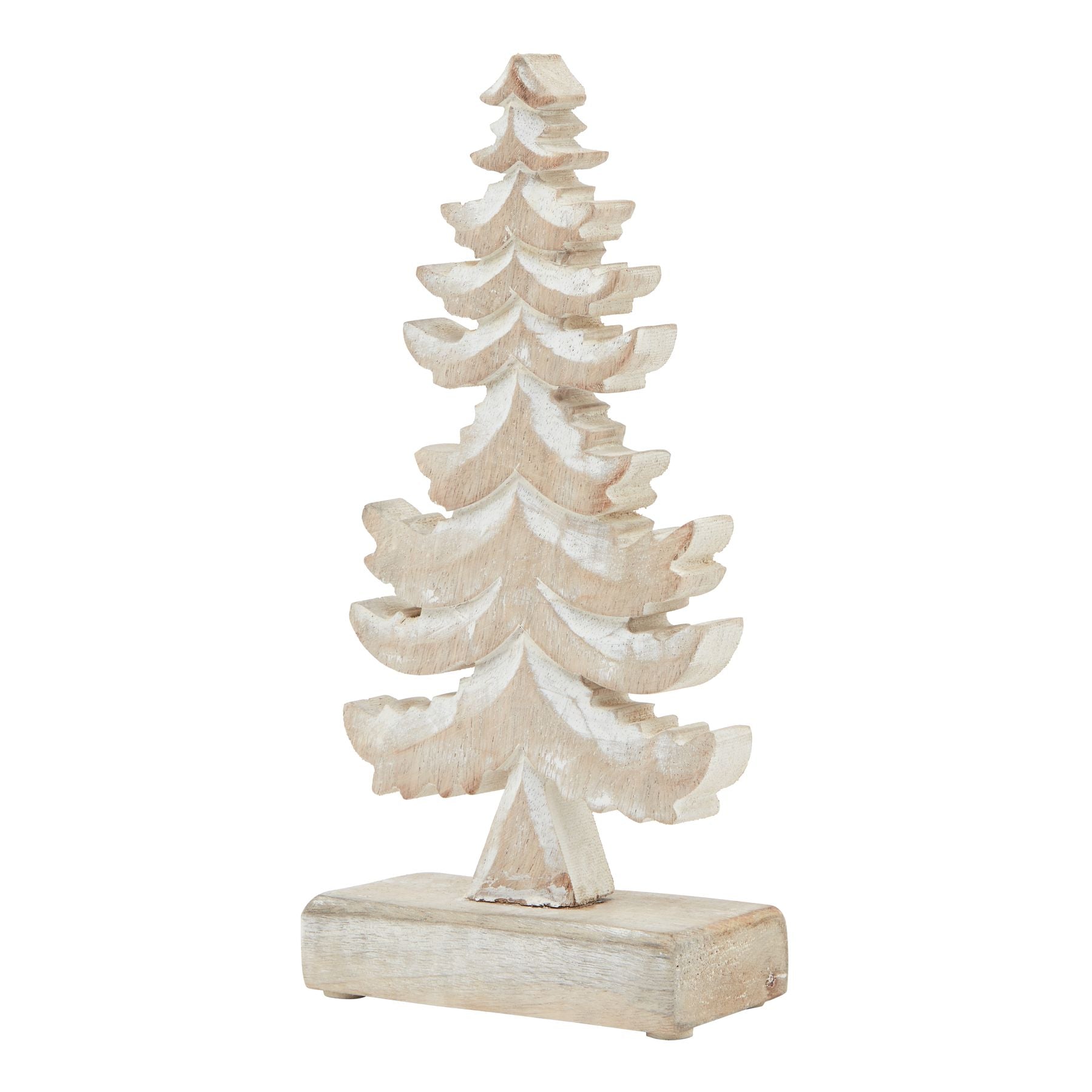 White Wash Collection Wooden Tiered Tree Decoration - Christmas Gift