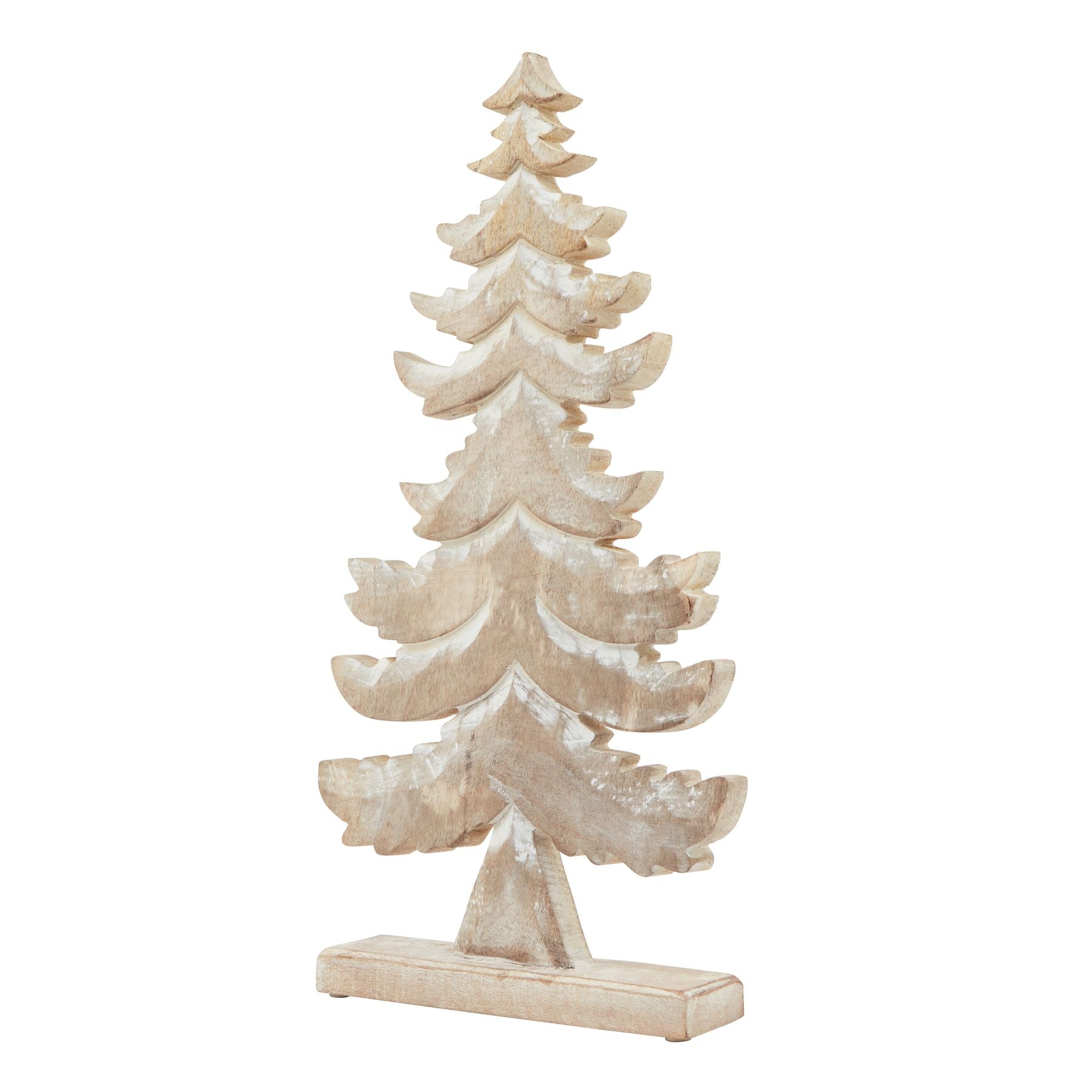 White Wash Collection Wooden Large Tiered Tree Decoration - Christmas Gift