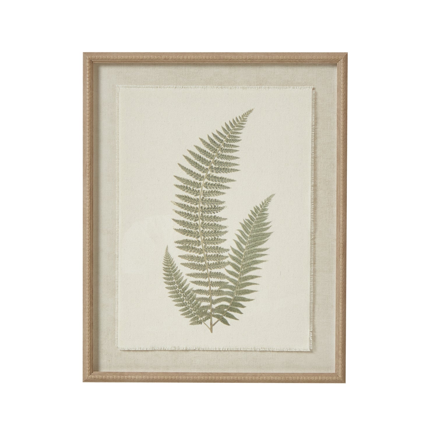 Fern Art On Texture-Torn Paper With Beaded Frame - Christmas Gift