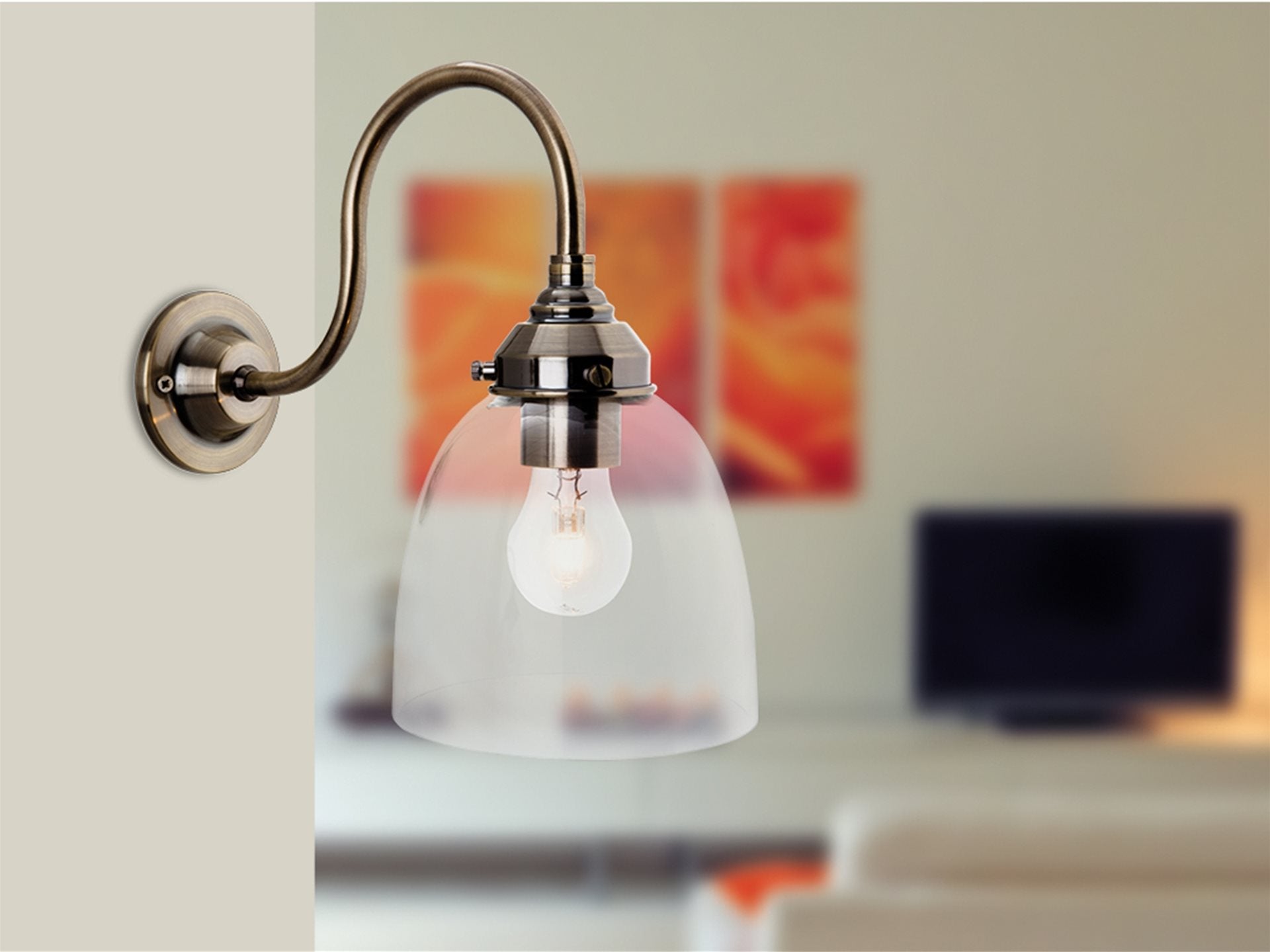 Victoria Wall Light- Antique Brass with Clear Glass