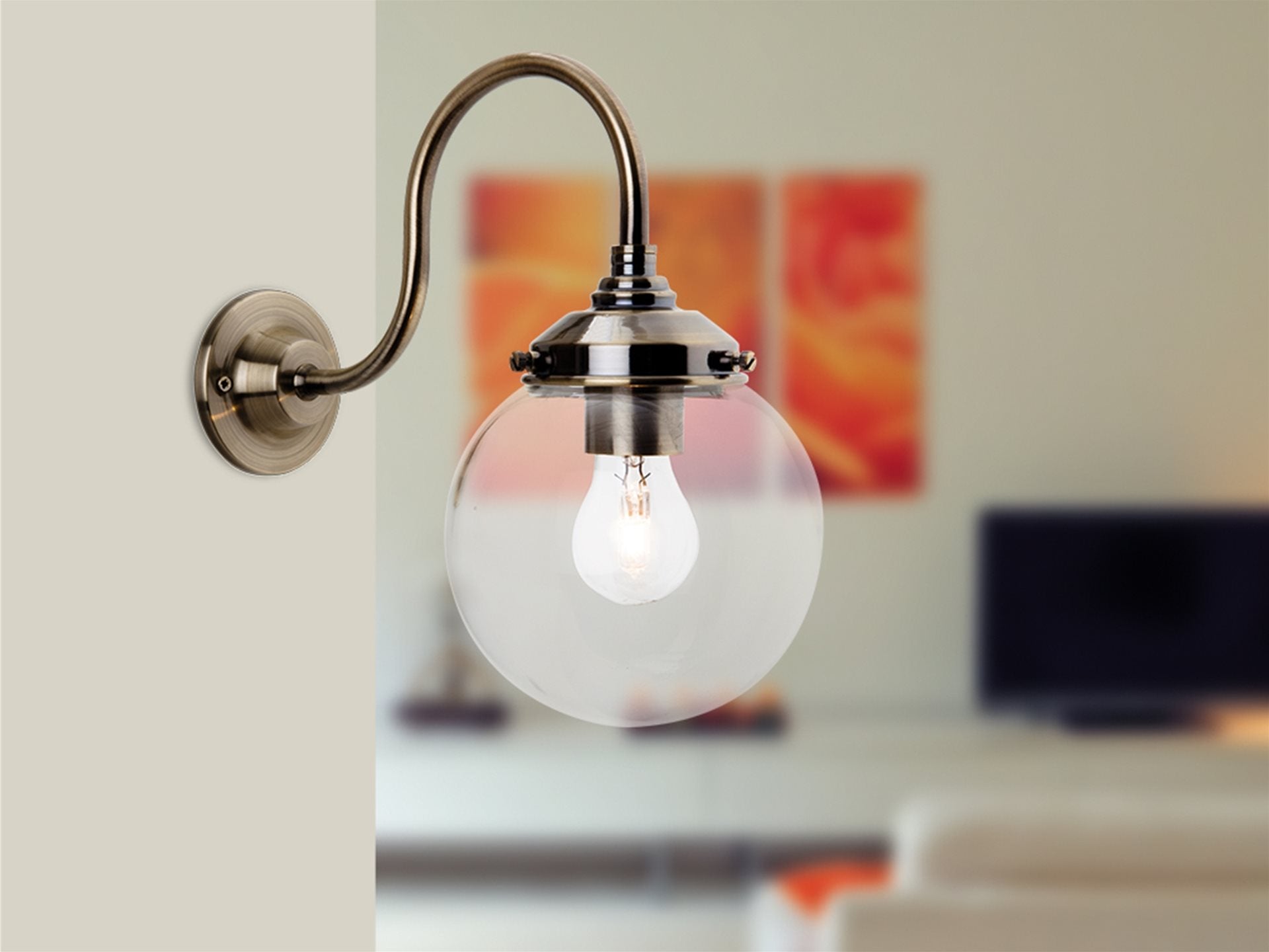 Victoria Wall Light- Antique Brass with Clear Glass