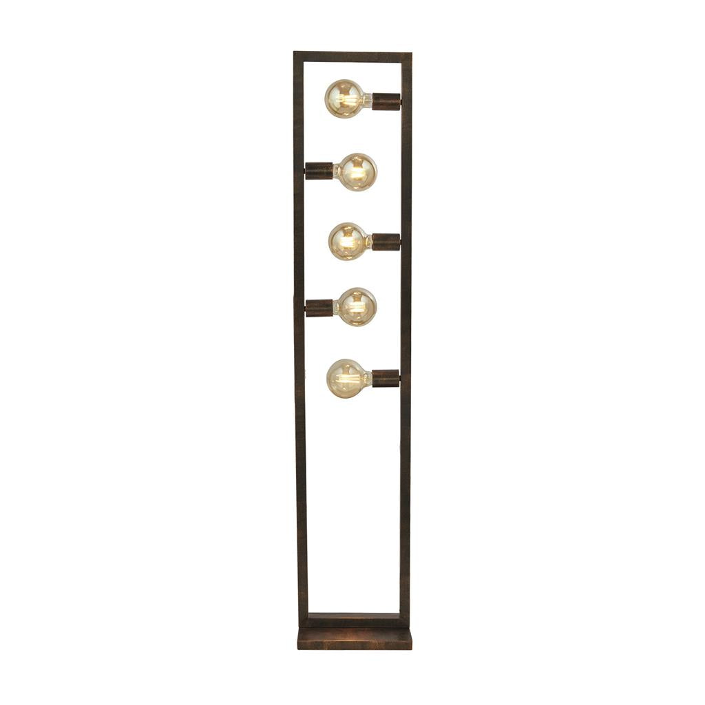 Oblong 5Lt Floor Lamp - Rustic Brown Metal E27