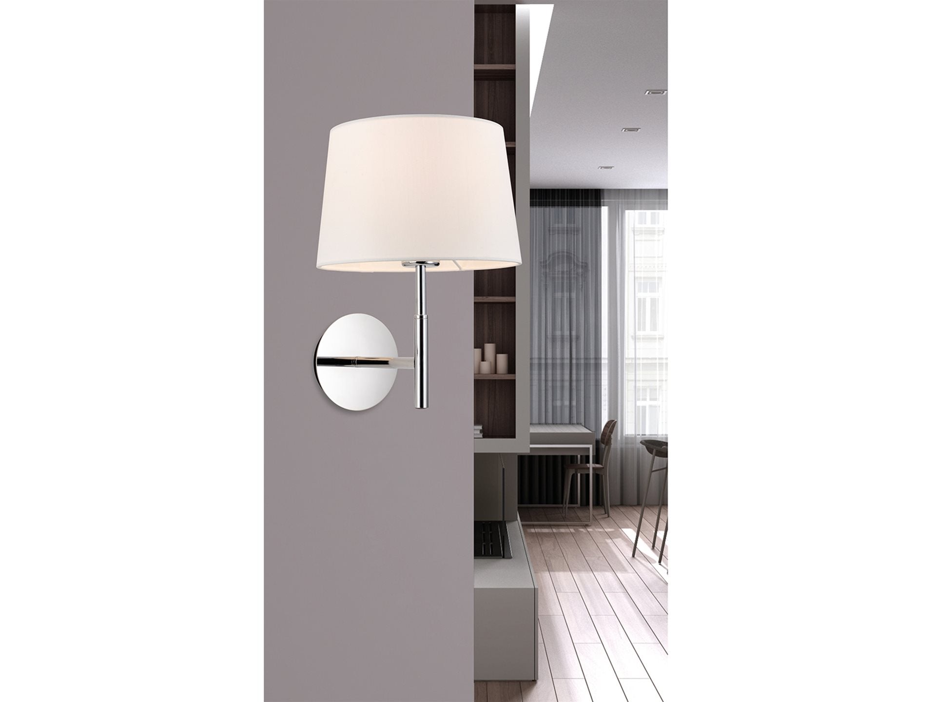 Seymour Single Wall Light- Chrome/ Steel Finishes
