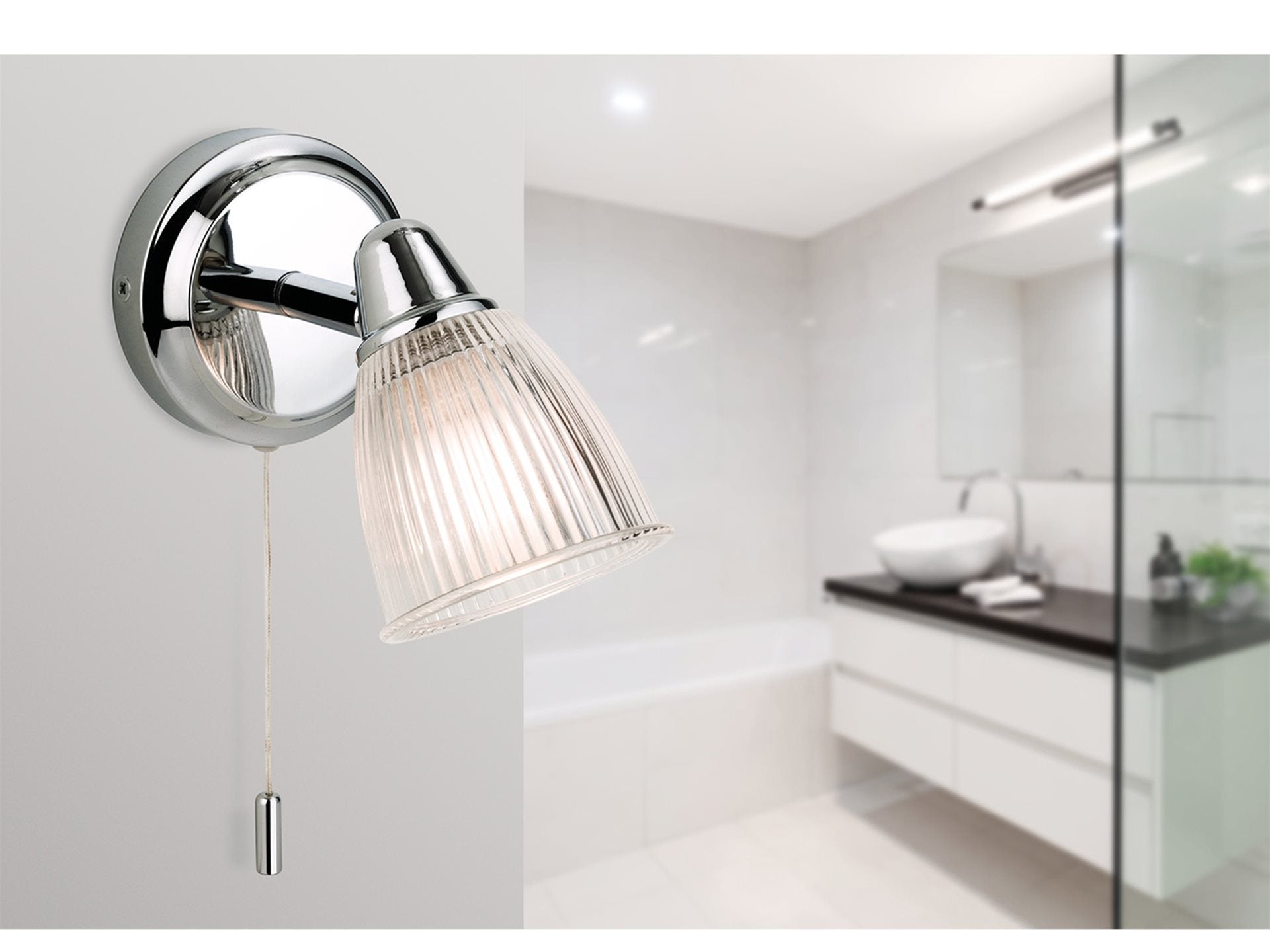 Echo Bathroom Wall Light- Chrome with Clear Glass