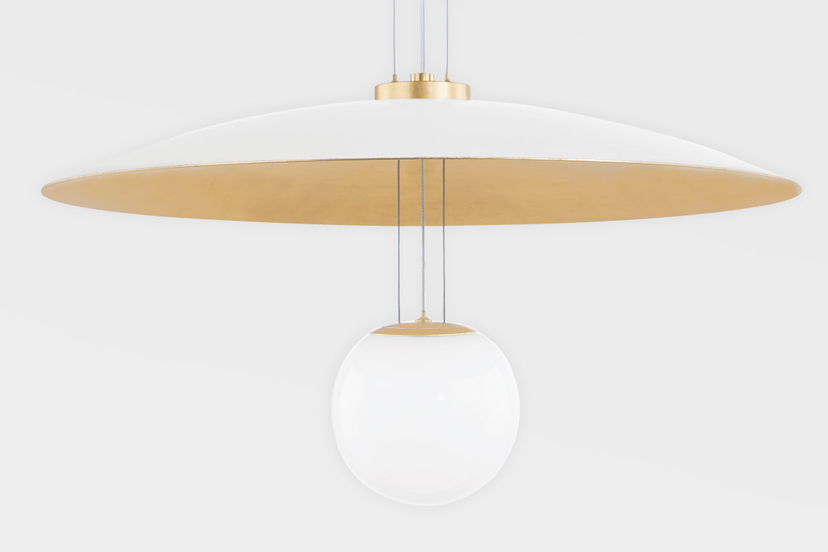 Brim LED Single Pendant - White & Gold