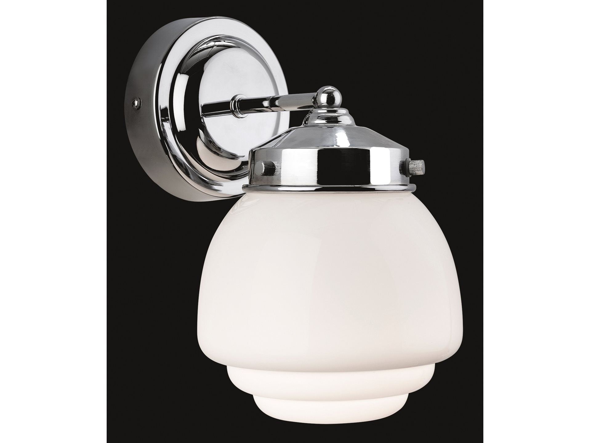 Art Deco Wall Light- Chrome with Milky White Glass