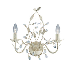 Alamandite 2Lt Wall Light - Cream & Gold Metal, Glass Drops